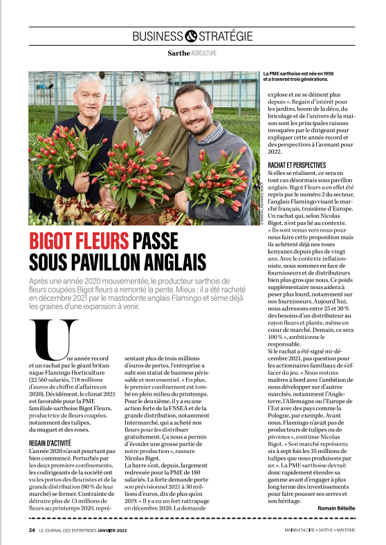 Parution dans Le Journal des Entreprises